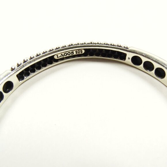 LAGOS Sterling Silver Black Fadeted Onyx Stations Bangle Bracelet - Picture 4 of 7